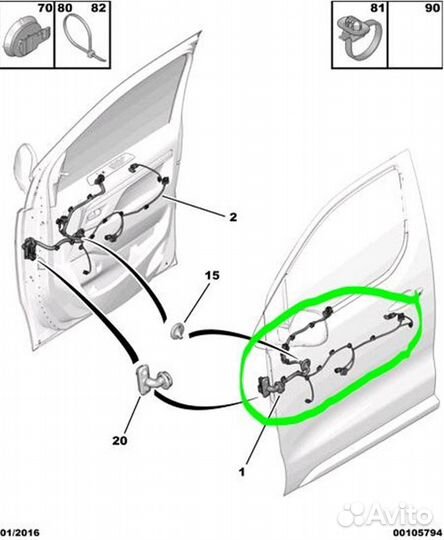 Проводка двери передняя правая Peugeot Traveller