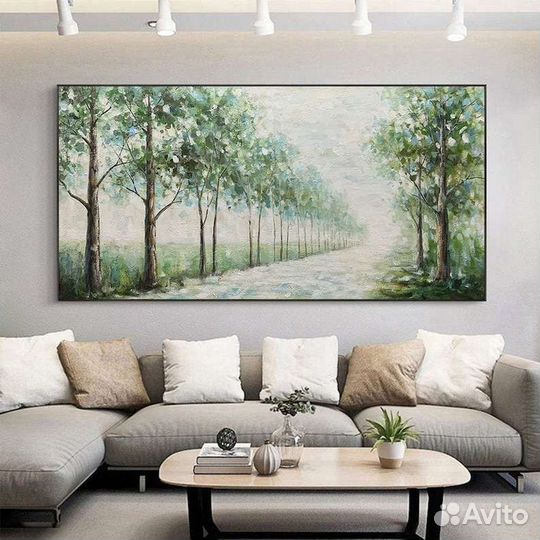 Картина маслом лес Большие картины в интерьер