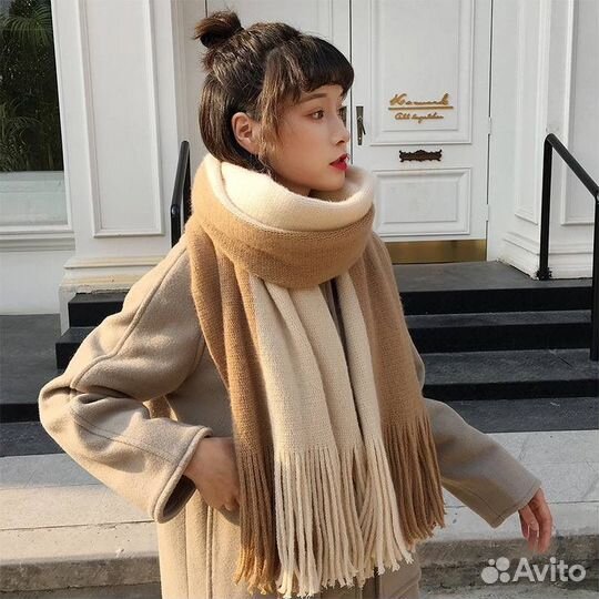 Шарф палантин осенне зимний платок теплый