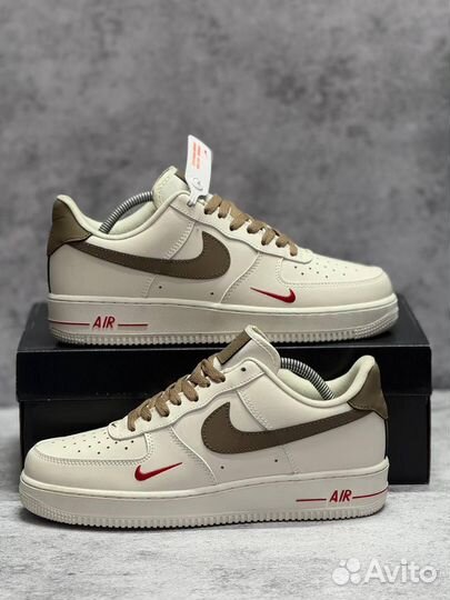 Кроссовки Nike Air Force 1 White Brown (Арт.88415)