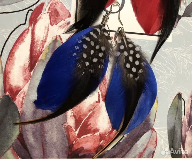 Серьги с перьями