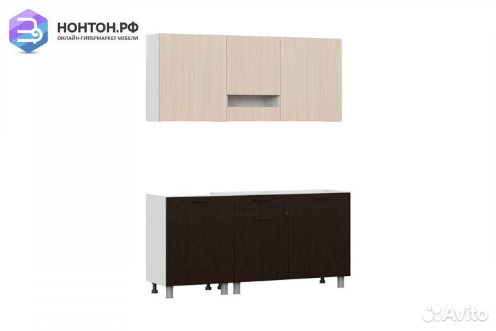 Кухня Адель 1.7 м дуб млечный / дуб венге