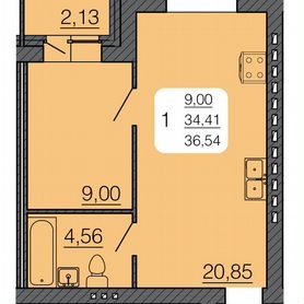 1-к. квартира, 35,4 м², 2/3 эт.