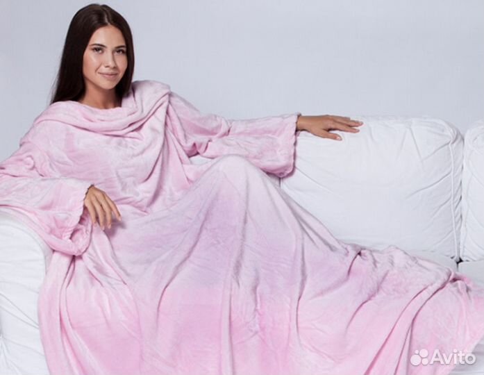 Плед с рукавами светло-розовый