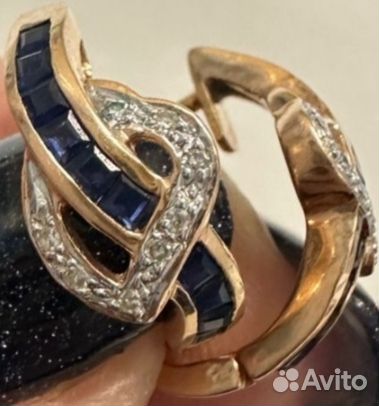Серьги с бриллиантами и натуральными сапфирами