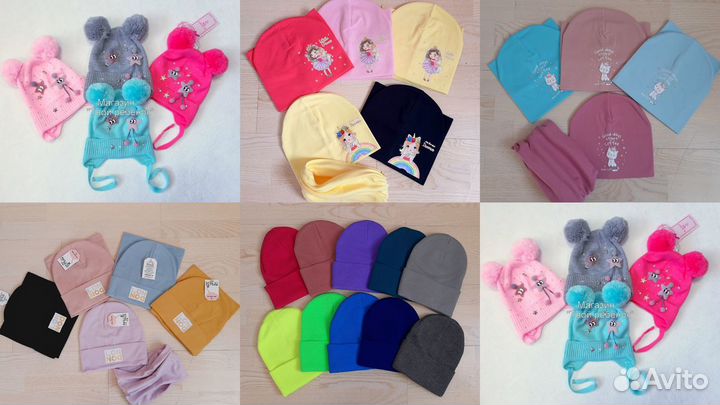 Новые шапочки, комплекты шапочка+снуд. Все размеры