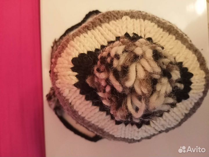 Шапка С Помпоном и Косами /Aryal Handicraft