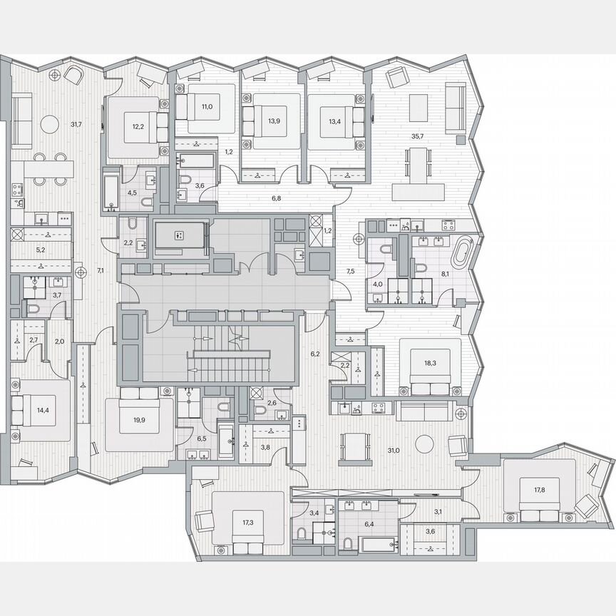 3-к. квартира, 111,6 м², 4/13 эт.