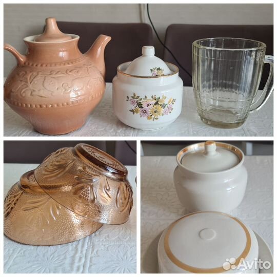 Чайник,стакан,сахарница, масленка