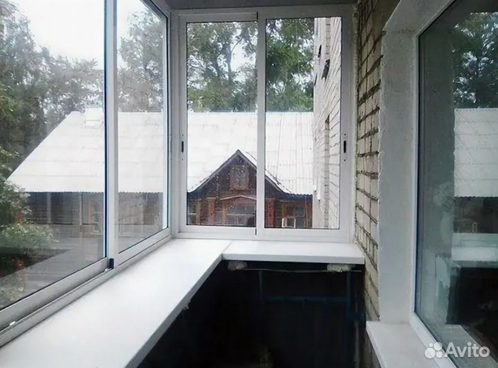 Остекление балкона 3200 на 1420 алюминиевое