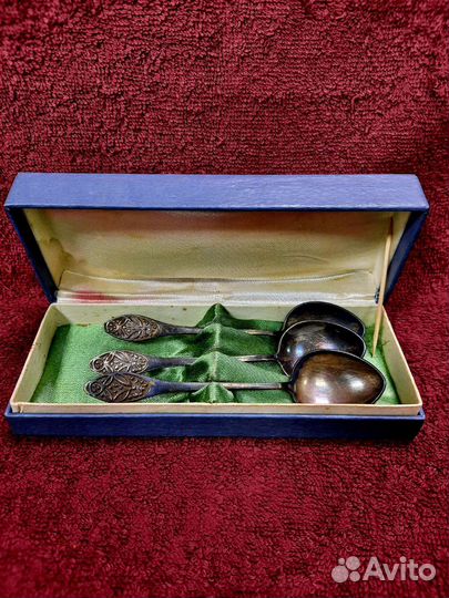 Набор. Чайные ложки. Мельхиор. СССР. 3 шт. Коробка