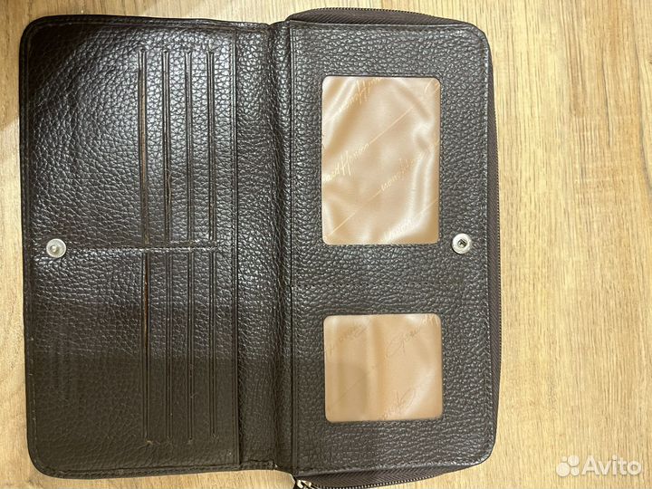 Мужской портмоне,коричневый,натуральная кожа