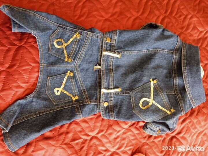 Джинсовые костюмы для собак мелких пород длина 41