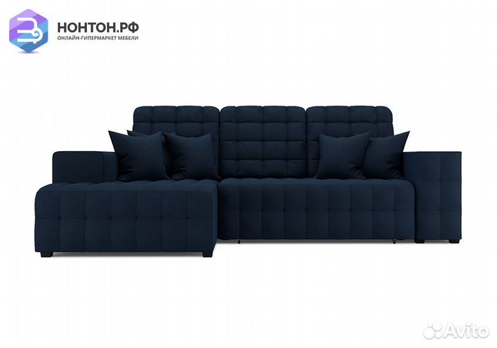 Угловой диван еврокнижка Мадрид велюр темно-синий