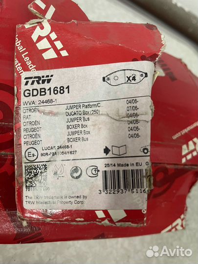 Тормозные колодки peugeot boxer dukato jumper