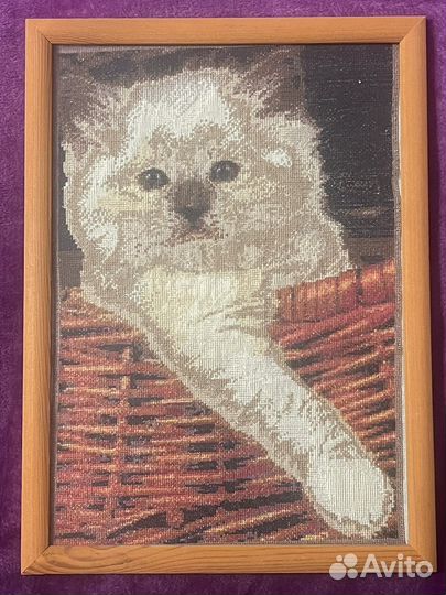 Картина вышивка крестом ручная работа в рамке