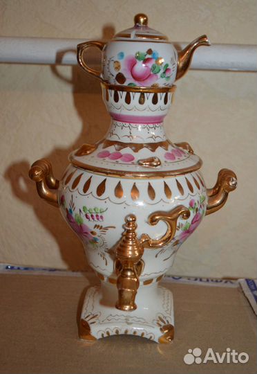 Фарфоровый самоварчик СССР. Гжель