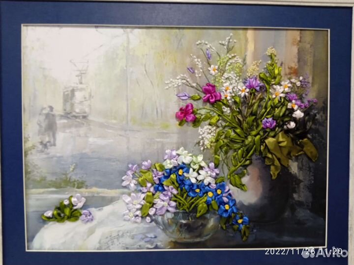 Картина, вышивка лентами