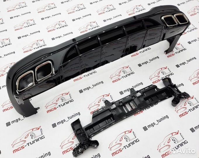 Диффузор с насадками Chrome 63 AMG на GLC 253 рест