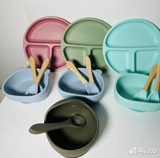 Набор детской силиконовой посуды новый