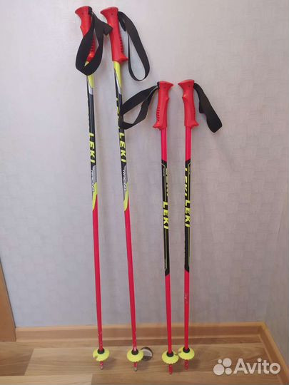 Детские горные лыжи Salomon 90, палки leki 100,85