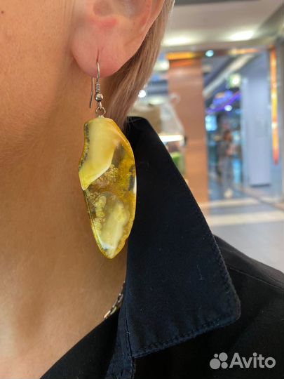 Серьги янтарь