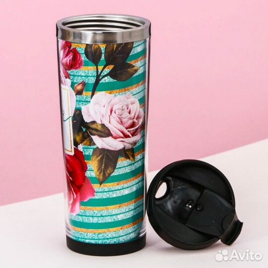 Термостакан 400 мл, металл, сменная вставка