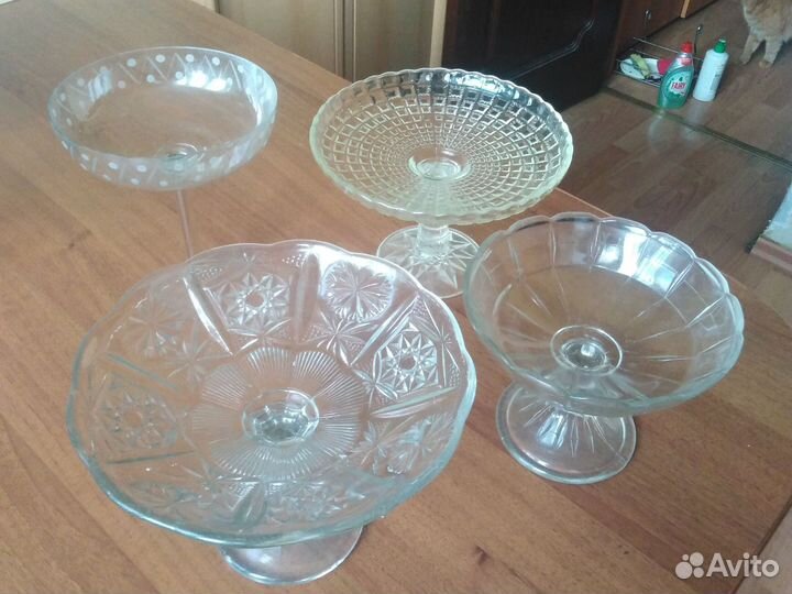 Стеклянные вазы фруктовницы СССР