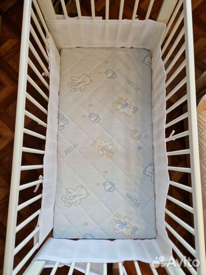 Детская кроватка IKEA +матрас + бортики