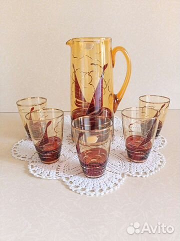 Кувшин и стаканы Богемия,набор чайно-кофейный