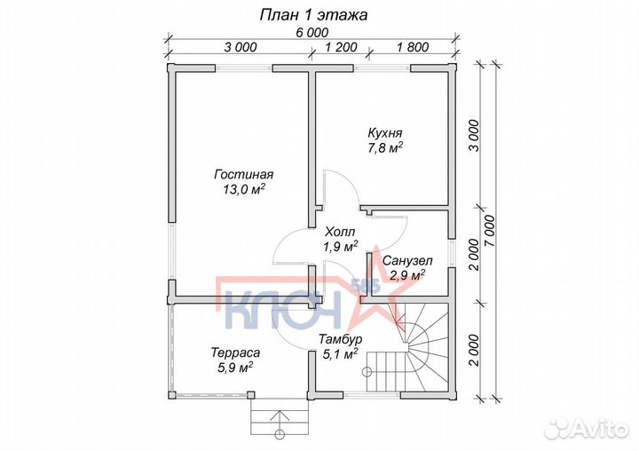 Каркасный дом 6х7м, 84м², 2 этажа / Таруса