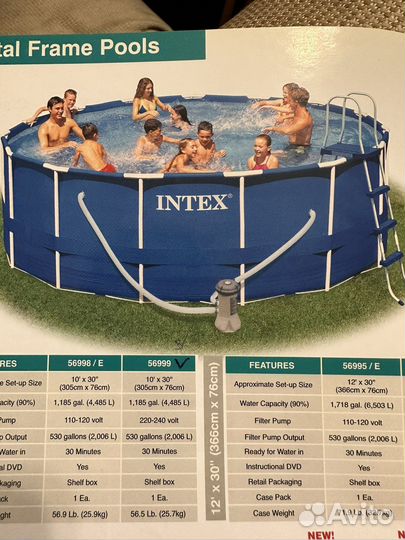 Каркасный бассейн intex новый