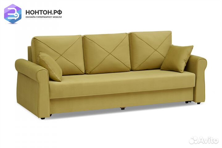 Диван еврокнижка Лира 3-х местный горчичный