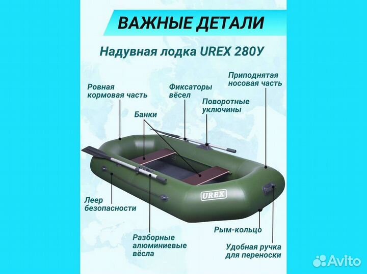 Лодка пвх надувная для рыбалки 280 см urex 280у