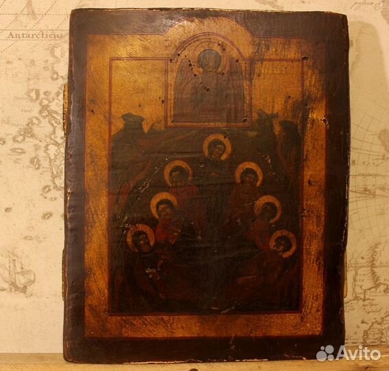 Старинная икона Семь Отроков Эфесских 29*23,5см