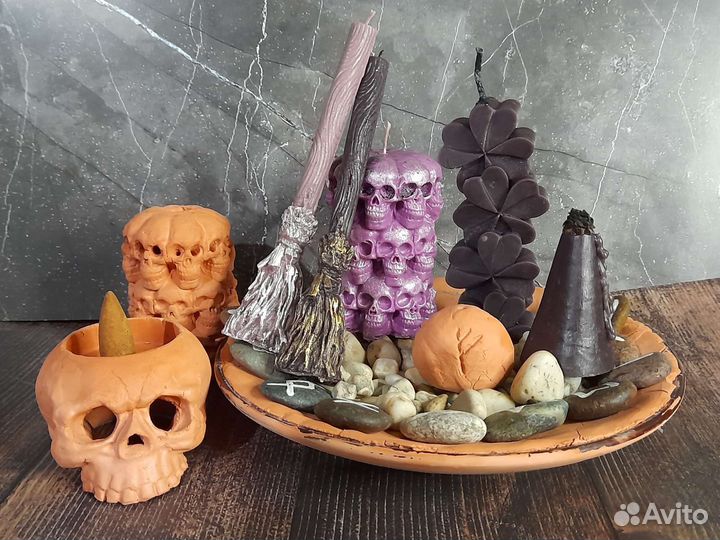 Свеча Метла ведьмы Подсвечник