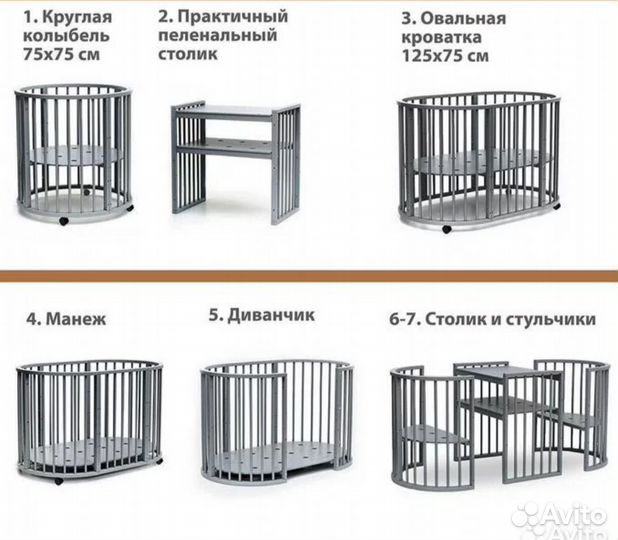 Детская кроватка трансформер 9 в 1