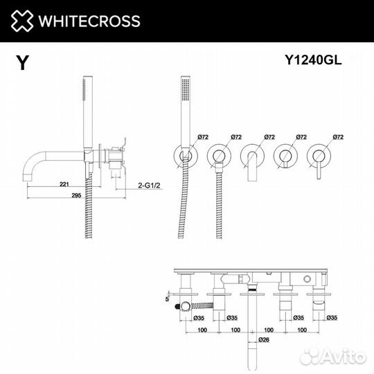 Whitecross Y1240GL Смеситель для ванны