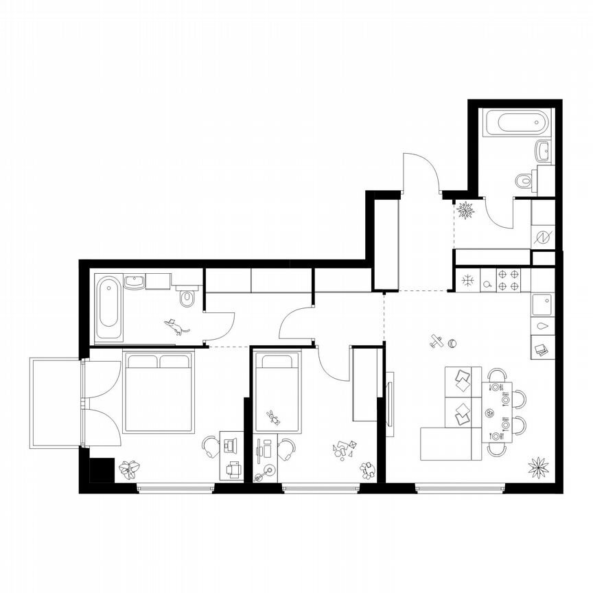 2-к. квартира, 71 м², 10/12 эт.