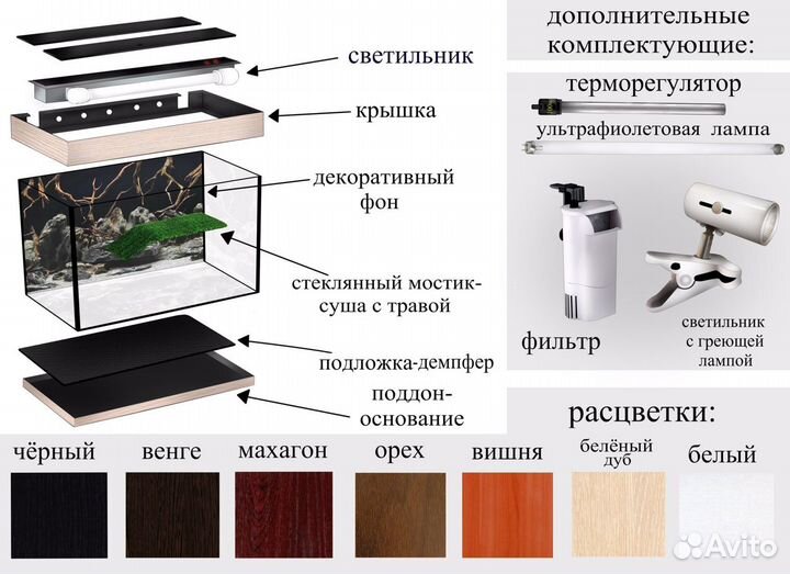 Террариум 70л открытый. Для красноухой. Новый