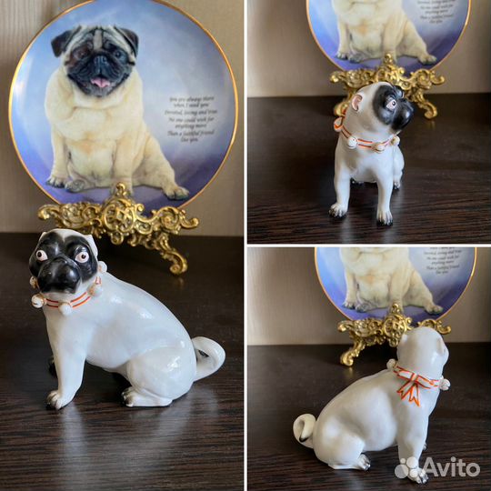 Статуэтки мопс фарфор и кость