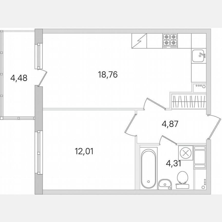 1-к. квартира, 41,3 м², 8/8 эт.