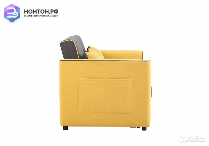 Диван дельфин Бакстер серый / горчичный