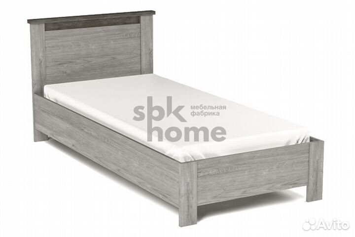 Денвер кровать 90 см (риббек серый/камень темный)