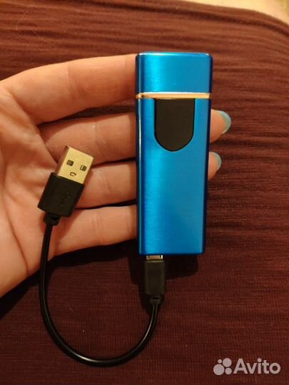 USB зажигалка новая синяя
