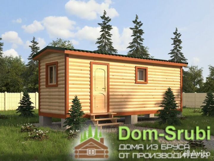 Наволоки. Мобильная баня из бруса бм-5 (2.30х7)