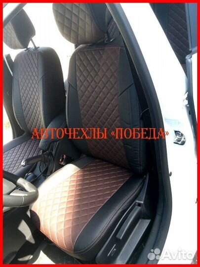 Чехлы Renault Fluence из экокожи чёрно-шоколадные