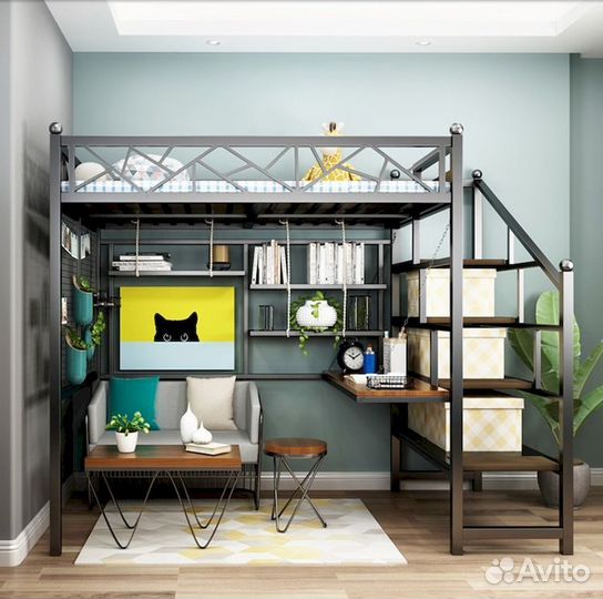 Кровать чердак в стиле лофт для подростка