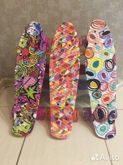 Пениборды, скейтборды новые со светящимися колесам
