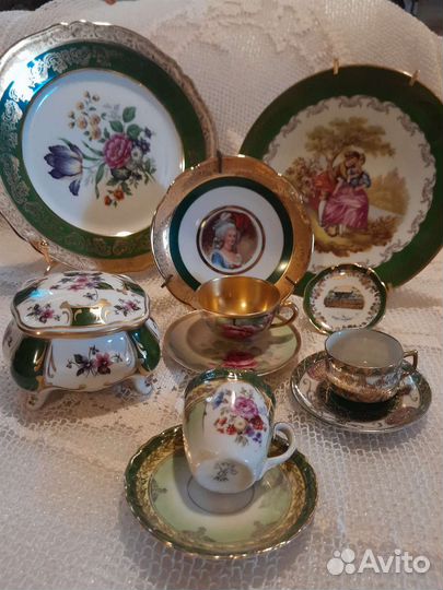 Фарфоровые предметы в зеленом цвете